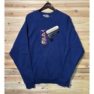 Vintage 90s Fila Crewneck Sweatshirt Embroidered Mens XL Made In USA Blue Italy